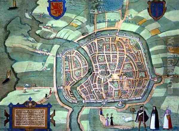 Map of Haarlem from Civitates Orbis Terrarum Oil Painting - Joris Hoefnagel