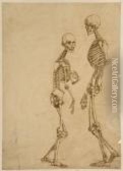 Deux Etudes De Squelette Oil Painting - Edgar Degas
