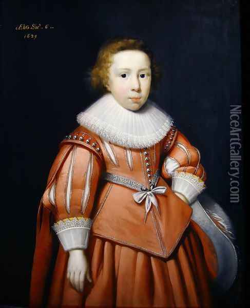 Portrait of a Young Boy Oil Painting - Cornelis I Johnson