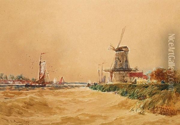 On The Maas Oil Painting - Thomas Bush Hardy