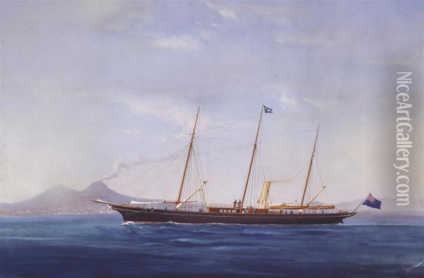 The Steam Yacht Oil Painting - de Simone Tommaso
