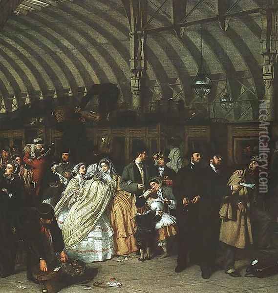 The Railway Station (detail) 1862 Oil Painting - William Powell Frith