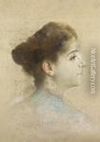 Portrat Frau Vonkusserow Oil Painting - Franz von Lenbach