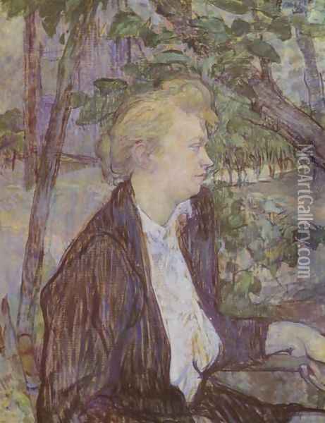 Woman In Garden Oil Painting - Henri De Toulouse-Lautrec