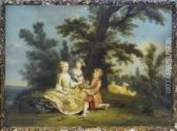 A Courtship In The Woods Oil Painting - Jean-Baptiste Le Prince