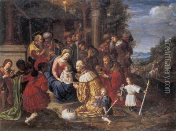 Aanbidding Der Koningen Oil Painting - Cornelis de Baellieur the Elder
