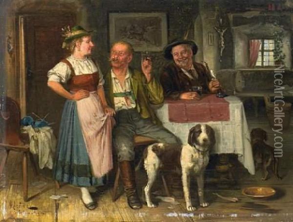 Verliebte Leut Oil Painting - Johann Adalbert Heine