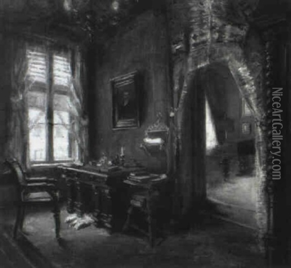 A Corner Of The Study Oil Painting - Walter Gay