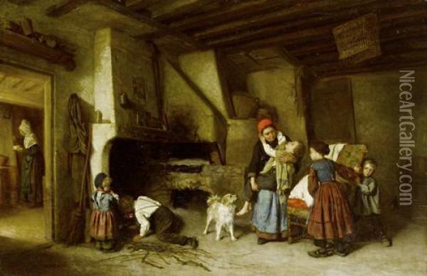 Tired Out Oil Painting - Theophile-Emmanuel Duverger