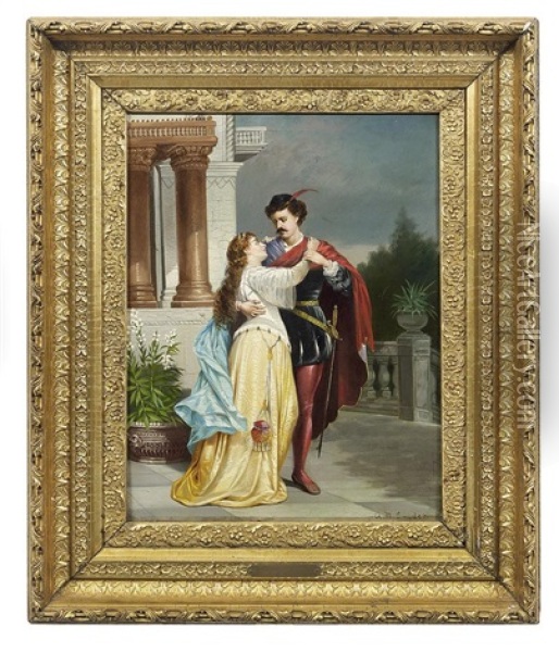 Elizabethan Lovers Oil Painting - Annie M. Snyder
