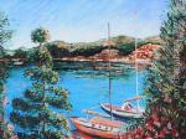 Paesaggio Lacustre Con Barche Oil Painting - Claude Oscar Monet