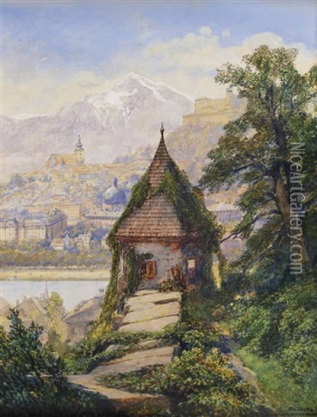 Salzburg Vom Kapuzinerberg Oil Painting - Friedrich Frank
