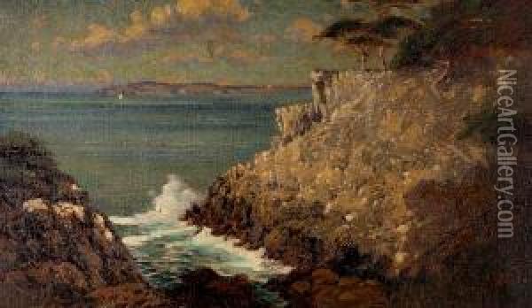 Carmel Coast With Cypress Trees Oil Painting - Richard Langtry Partington