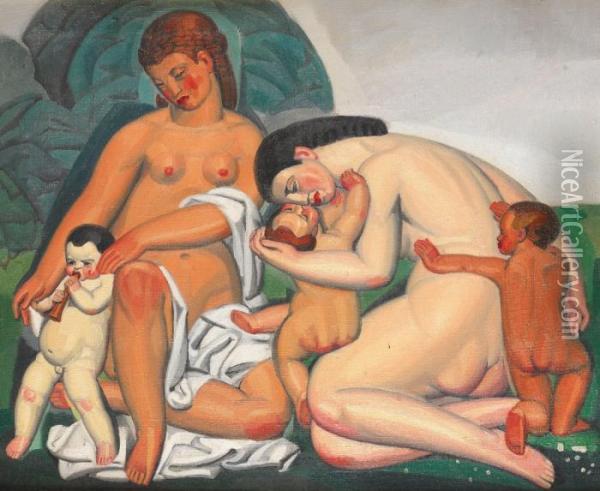 L'enfance Heureuse Oil Painting - Jules Oury, Dit Marcel-Lenoir