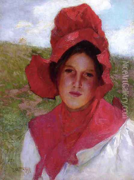 Girl in a Red Bonnet Oil Painting - Edward Henry Potthast