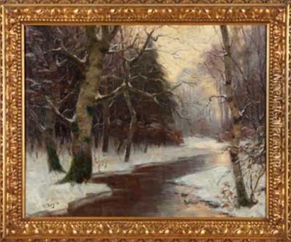 Nachmittag Im Winterwald Oil Painting - Robert Franz Curry