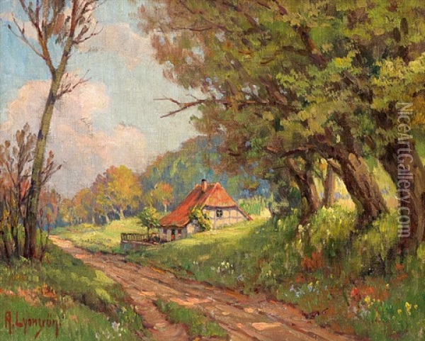 Landschaft Im Schwarzwald Oil Painting - Arnold Lyongrun