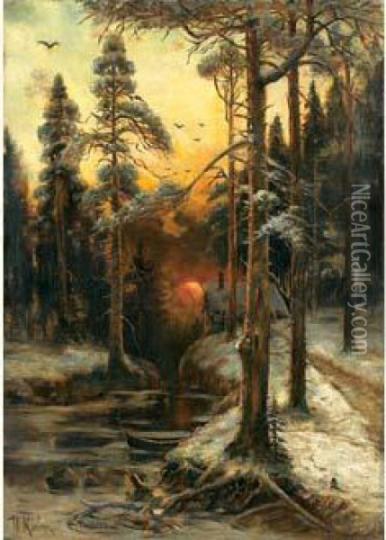 Paysage De Neige Oil Painting - Iulii Iul'evich (Julius) Klever