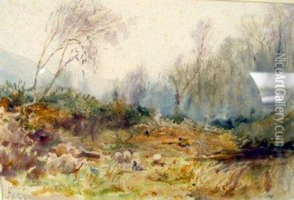 Sheep Grazing Oil Painting - Frederick James Kerr