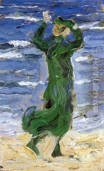 Woman In The Wind By The Sea Oil Painting - Franz Marc