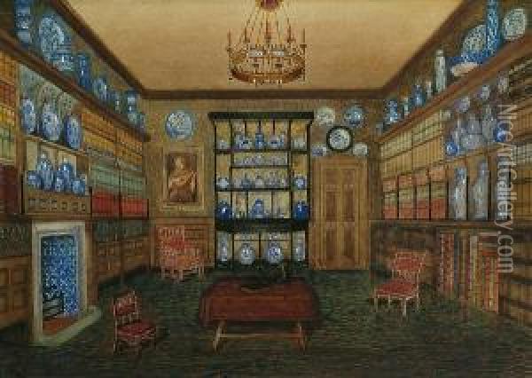The Morning Room, Bowden Hall, Gloucestershire Oil Painting - John Dearman Birchall