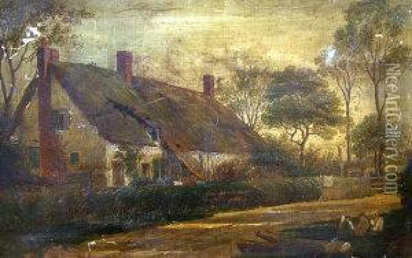 A Cottage Near Bishop Stortford Oil Painting - William Richardson
