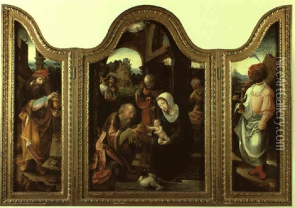The Adoration Of The Magi Oil Painting - Pieter Coecke van Aelst the Elder