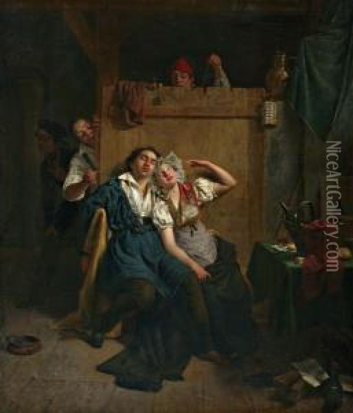 Le Couple Taquin  Oil Painting - Pieter van Hanselaere