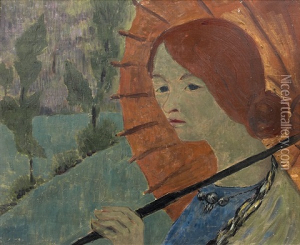 Madame Serusier A L'ombrelle Oil Painting - Paul Serusier
