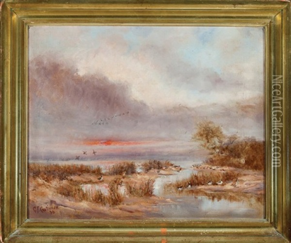The Marshes Oil Painting - George Frederick Castleden