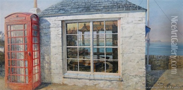 Boatmen's Shelter, Cornwall Oil Painting - David Barker