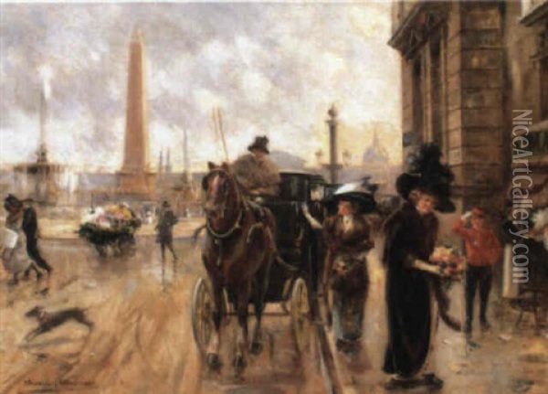 An Afternoon Outing, Paris Oil Painting - Joaquin Pallares Allustante