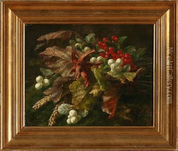 A Bouwuet With Currant, Hazelnuts And Snowberries Oil Painting - Anthonie Eleonore (Anthonore) Christensen