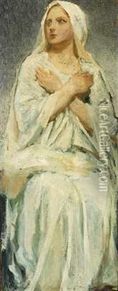 Staende Magdalene Oil Painting - Frans (Johan Georg F.) Schwarz