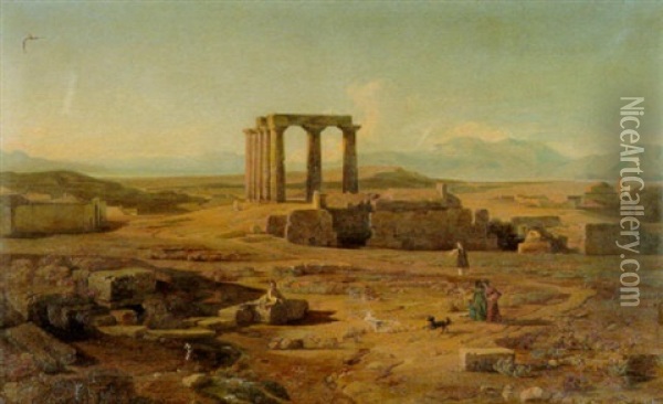 Die Tempelruine Von Korinth Oil Painting - Josef Hoffmann