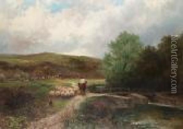 Driving Home The Flock Oil Painting - George Vicat Cole