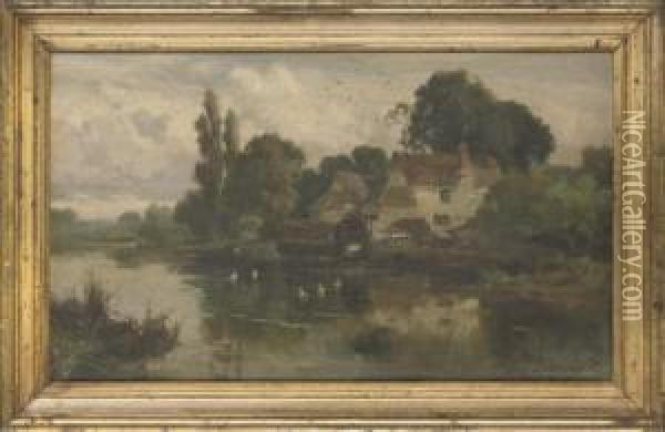 Ducks On A Pond Oil Painting - John Horace Hooper