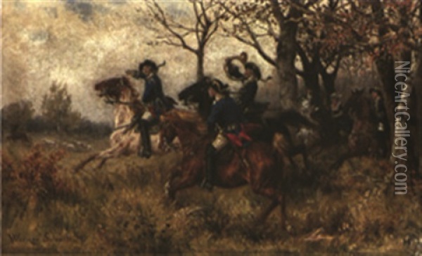 Jager Zu Pferd Oil Painting - Werner Wilhelm Gustav Schuch