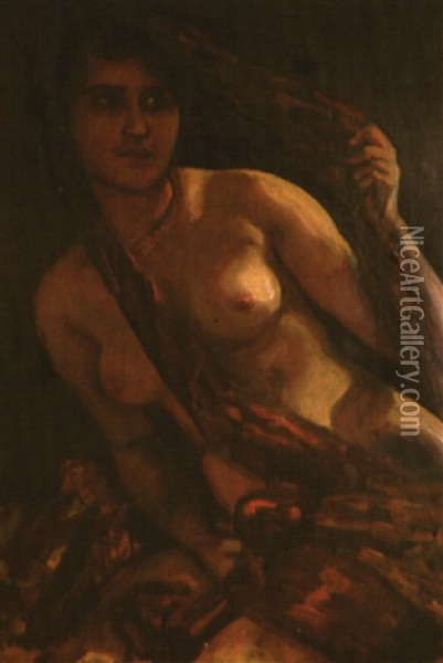 Weiblicher Halbakt Oil Painting - Albert von Keller