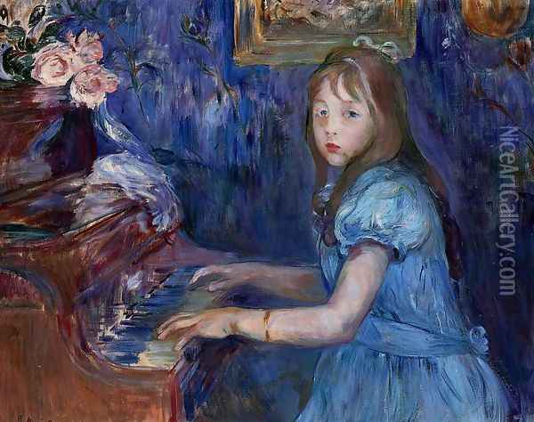 Lucie Leon At The Piano Oil Painting - Berthe Morisot