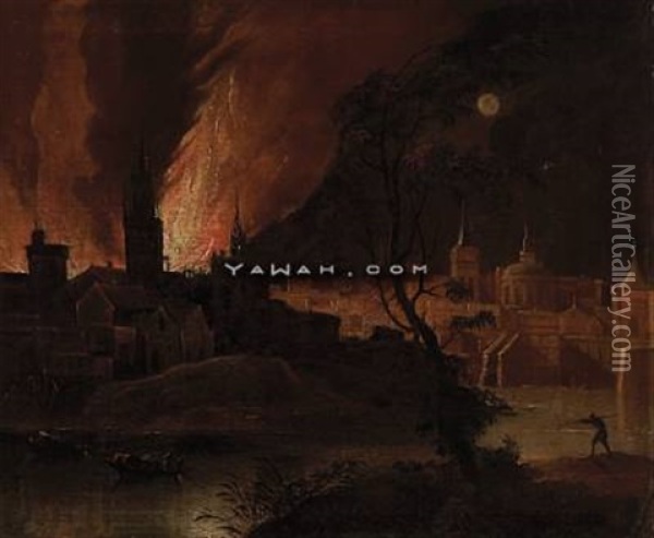 The Burning Of Delft Oil Painting - Jan Van De Cappelle