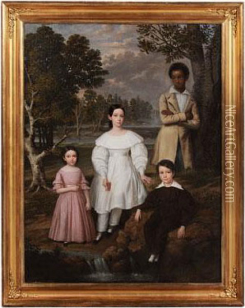 Four Children In A Louisiana Landscape Oil Painting - Trevor Thomas Fowler