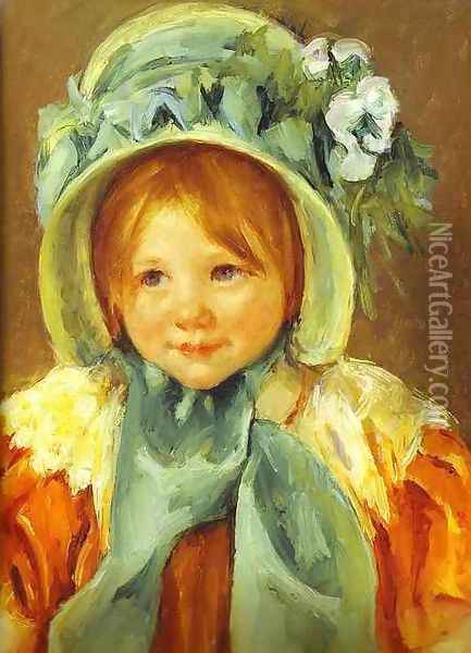 Sarah In A Green Bonnet Oil Painting - Mary Cassatt