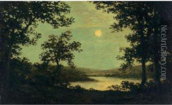 Moonlight On The Columbia River Oil Painting - Ralph Albert Blakelock