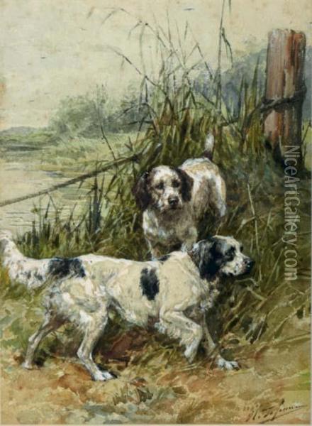 Hunting Dogs On The Watch Oil Painting - Charles Olivier De Penne