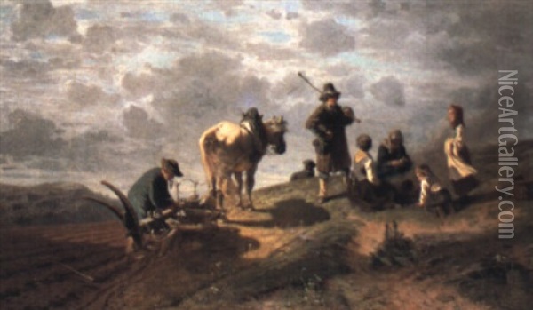 Bauernfamilie Auf Dem Feld Oil Painting - Ernst (Adam Ernst) Schalck
