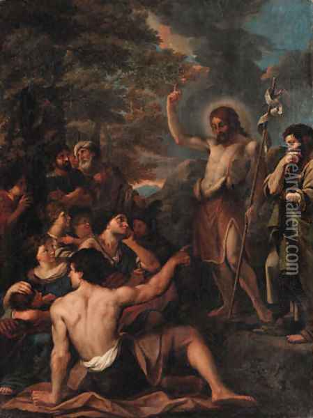 Saint John the Baptist preaching to the multitude Oil Painting - Luigi Garzi