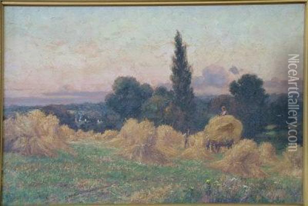 Harvest Time. Oil Painting - Josiah Clinton Jones