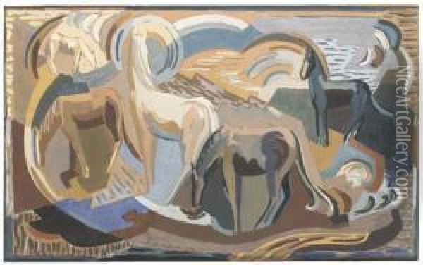 Study For Achill Horses Ii Oil Painting - Mainie Harriet Jellett