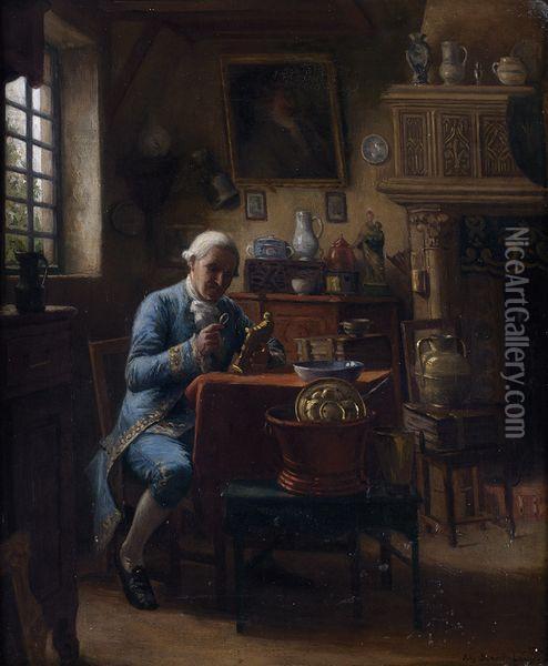 Homme Dans Son Interieur Oil Painting - Jules Benoit-Levy